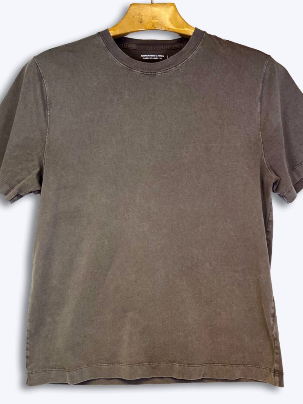 Abercrombie & Fitch Mens L Classic Polished Tee Brown Heavyweight Cotton T-Shirt